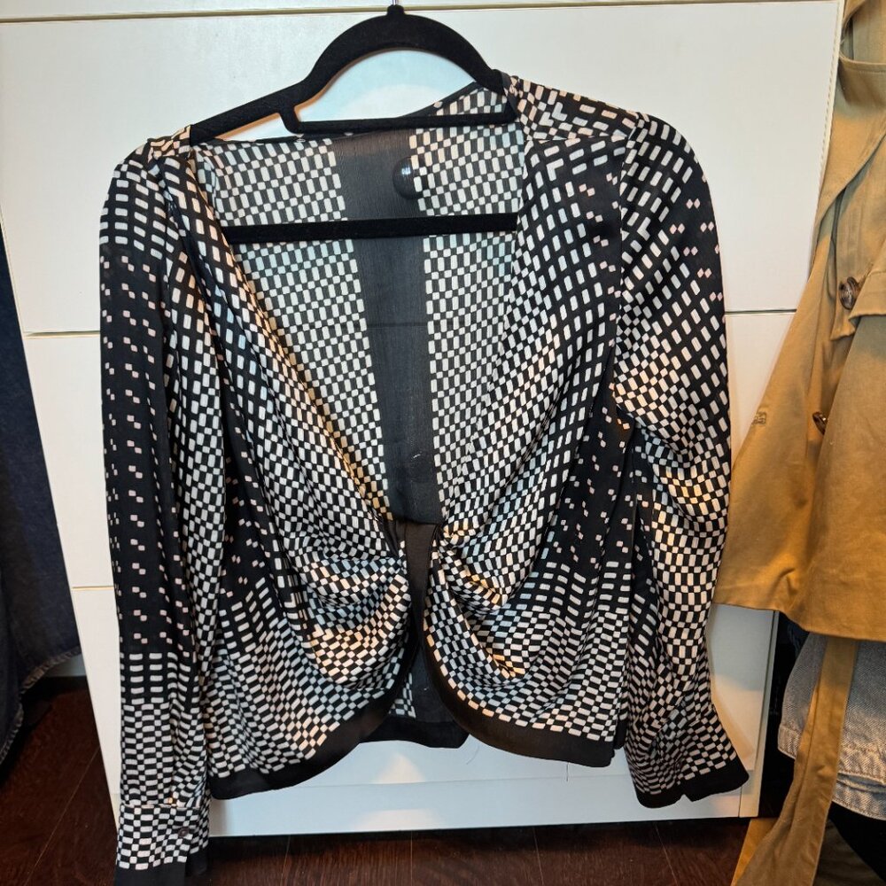 Club Monaco Silk Gray Open Back Blouse size small